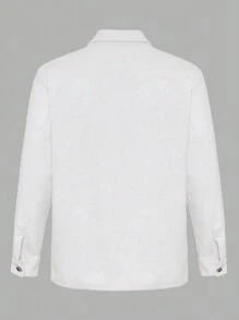 RueChic Men's Pea Coat With Flip Collar, Button Closure And Upward Pockets - Beige - View 2