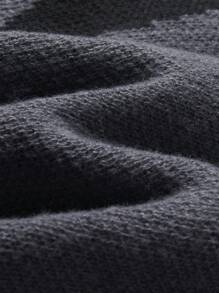 Manfinity EMRG Men's Single Breasted Patterned Cardigan Drop Shoulder Chunky Letter Color Block Dark Grey Urban Fashion Going Out Casual Cardigan, For Husband, Boyfriend Gifts, Fall/Winter, Long Sleeve Top - Dark Grey - View 8