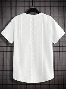 EASEVO Herren Große Größen Lässig Locker geschnitten Kurzarm T-Shirt, Jacquard, Urlaub, Vatertagsgeschenke, Fußball - Weiss - Übersicht 2