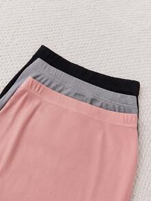 Set de 3 faldas casuales de punto de unicolor para niñas preadolescentes - Multicolor - Ver 3