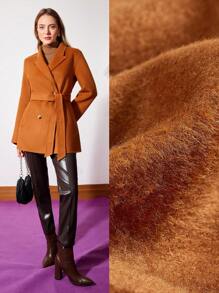 MOTF PREMIUM Chaqueta De Mezcla De Lana Con Cinturón - Marrón Chocolate - Ver 2