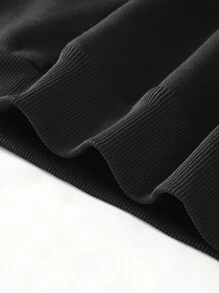 Manfinity EMRG Men's Hooded Sweatshirt With Slogan & Wing Print And Drawstring - Black - View 5