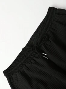 Manfinity Homme Conjunto de Jaqueta e Calça Cargo de Cor Sólida Masculino, Roupas de Outono - Preto - Visão 6