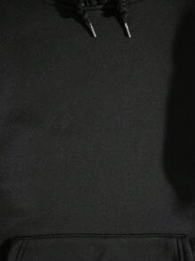 SHEIN EZwear Của phụ nữ Slogan In áo có mũ Lông cừu Áo nỉ - màu đen - Xem 7