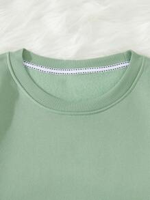 INAWLY 耶稣字母印花圆领运动衫耶稣爱你我们爱他因为他先爱我们约翰一书 4:19，长袖上衣 - 薄荷綠 - 查看 4