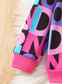 SHEIN 年轻女孩字母印花运动衫和裤子两件套 - 彩色 - 查看 5