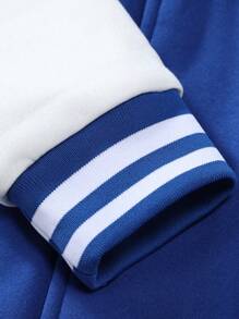 Aesthetic Post Áo khoác bóng chày cài nút Monogram dành cho nam, mùa thu - Xanh đậm - Xem 4