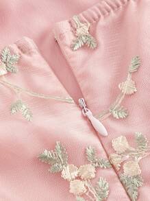 SHEIN MOD Women's Embroidered Mesh Cami Dress - Pink - View 3