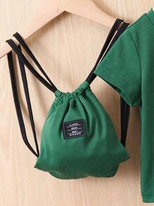 嬰兒男童字母印花t恤和短褲套裝