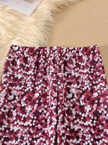 Sparklyn Tween Girl 2pcs Shiny Glitter Bowknot Long Sleeve Sweatshirt And Pants Set - Burgundy - View 5