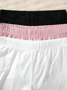 Bộ quần đùi đi xe đạp thông thường dệt kim màu trơn cho bé gái Tween cho mùa xuân hè (3 chiếc) - Nhiều màu - Xem 3