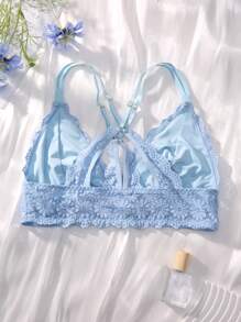 Floral Lace Scallop Trim Underwire Bralette