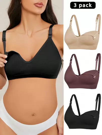 Moonlight&Mama 孕婦純色內衣文胸套裝，3入組