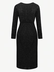 SHEIN Clasi Plus Size Wrap Top Asymmetric Hem Glitter Dress