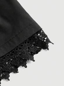SHEIN MOD 蕾絲拼接連身褲 - 黑色 - 查看 4