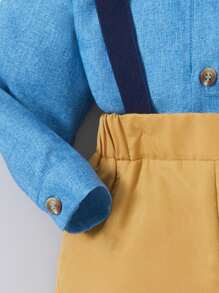 Baby Boys' Gentleman Long Sleeve Shirt And Suspender Pants Set