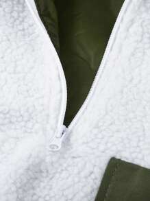 In My Nature Men's Contrast Color Hooded Outdoor Fleece Jacket - White - View 5