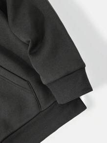 Minimalist Men Letter Print Dropped Shoulder Long Sleeve Casual Hoodie | Perfect Pairing For Fresh And Simple Look - Dark Grey - View 7