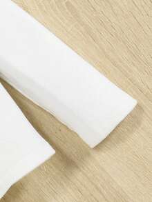 SHEIN Toddler Girls' Solid Color Stand Collar Long Sleeve T-shirt, 3pcs/pack - Orange - View 4