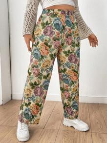 Flirla 大尺寸花卉印花直筒褲 - 彩色 - 查看 5