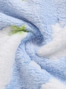 SHEIN Grenouillère Sans Col Pour Bébé Nouveau-né Fille À Motif D'étoile, Doublée Thermiquement Et De Couleur Moyennement Épaisse À Manches Longues Avec Couverture Pour Les Pieds - Bleu et Blanc - Voir 6