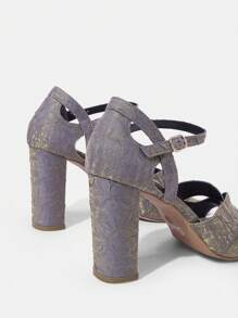 SheIn SXY 1 Pair Fashionable Square Toe High Heel Sandals