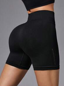 Easithlete Women's Seamless Sports Shorts Black Shorts - Black - View 3