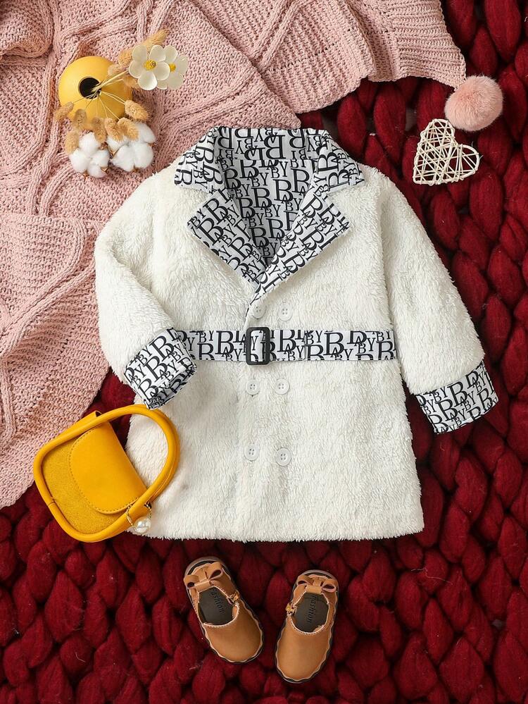 Baby Girl'S Floral Printed And Flannel Patchwork Coat, Winter Clothes