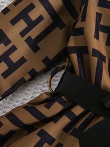 SHEIN Young Girl Printed Belted Dress With Matching Hat - Multicolor - View 8