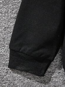 SHEIN 年轻女孩卡通印花休闲两件套 - 黑色 - 查看 4