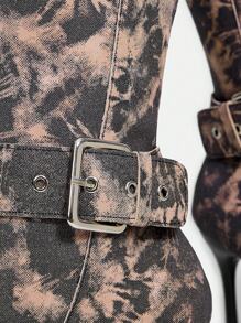 Star & Buckle Decor Knee-High Boots - Brown - View 10