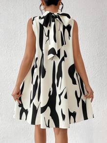 RosyDaze Women's Sleeveless Print High Neck Tie Waist Dress - Multicolor - View 2