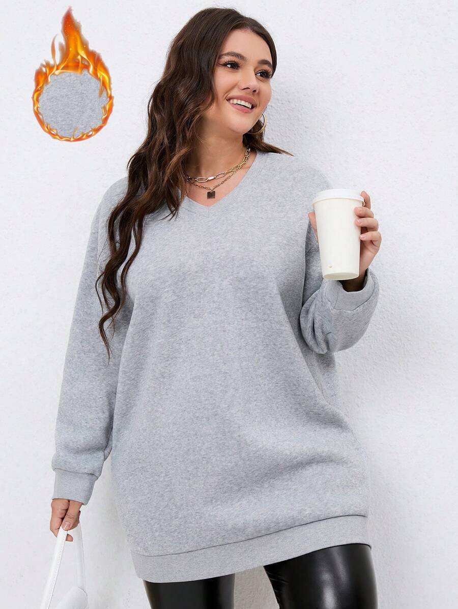 Calvaya Plus Drop Shoulder Sweatshirt Graduation,Teacher,Back To School Pullover Fall Winter Autumn - Light Grey - View 1
