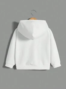 SHEIN 2pcs/Set Boys' Casual Comfortable Letter Printed Hooded Sports Sweatshirt - Black and White - View 6