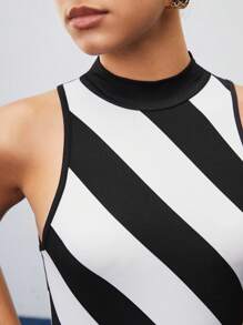 BizChic 女士秋季撞色条纹领无袖上衣，浪漫优雅百搭商务休闲通勤装，复古风格办公室装，女士基本款衬衫