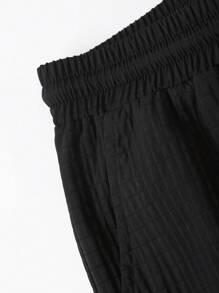 Manfinity Homme Conjunto de Jaqueta e Calça Cargo de Cor Sólida Masculino, Roupas de Outono - Preto - Visão 4
