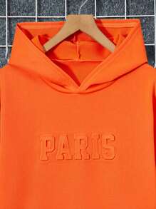 青少年男孩字母印花帽t恤 - 橘色 - 查看 3