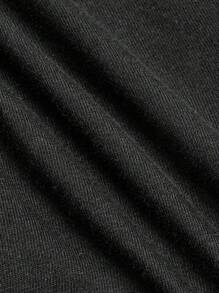 適合夏季的少女休閒簡約肖像圖案短袖上衣和短褲2件套 - 黑色 - 查看 5