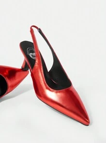 SheIn SXY 紅色平底鞋,鞋底切割設計 - 紅色 - 查看 3