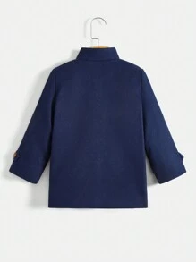 SHEIN Boys' Casual Gentleman Style Button Up Woolen Coat