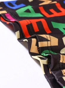 男士字母印花短褲 - 黑色 - 查看 5