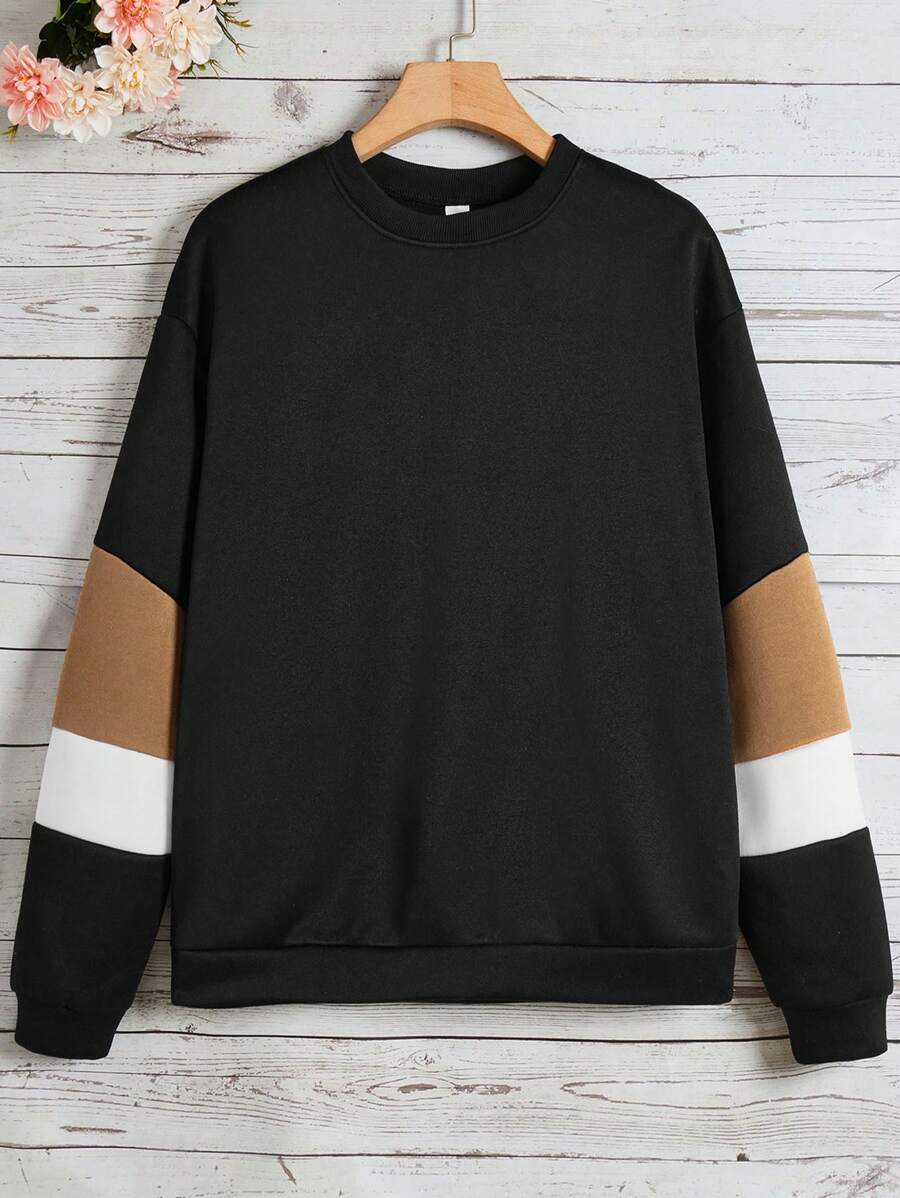 Con trai Vòng cổ Khối màu Giải trí Áo nỉ - trái cam - Xem 1