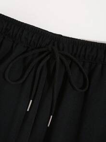 SHEIN EZwear Của phụ nữ Dây rút Chạy bộ Quần Với Ly rượu In Mẫu - màu đen - Xem 3