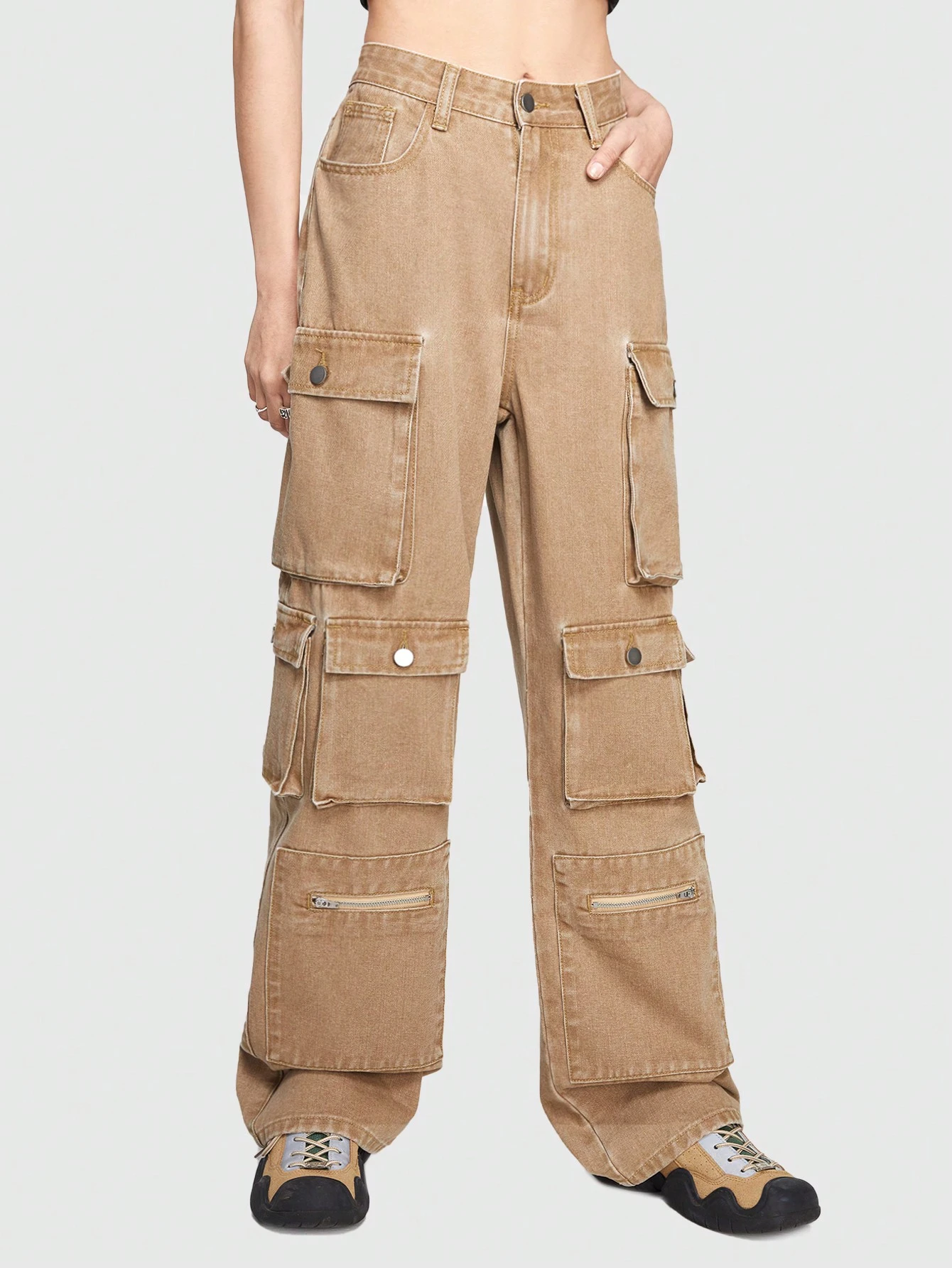 Our Grunge Punk Multi-Pocket Cargo Denim Pants is such a vibe - ROMWE