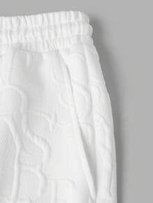 GENTILAND 男士針織休閒運動長褲,字母印花設計 - 白色 - 查看 3