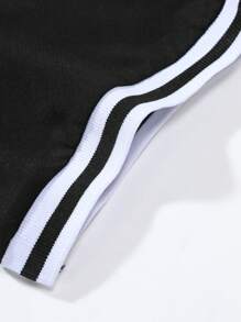 Manfinity Roughcore Camiseta Casual De Ajuste Holgado Para Hombres Con Palabras Impresas - Negro - Ver 3