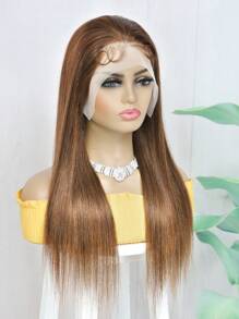 Transparent Lace 13x4 Lace Front Wigs Brown Color Long Straight Hair Human Hair 180 Density Pre Plucked With Baby Hair Daily Use