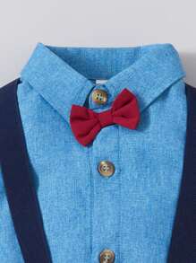 Baby Boys' Gentleman Long Sleeve Shirt And Suspender Pants Set