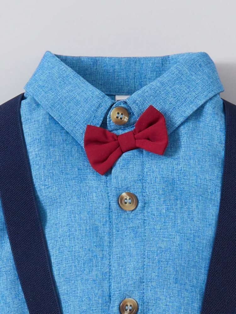 Baby Boys' Gentleman Long Sleeve Shirt And Suspender Pants Set