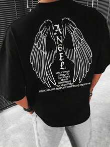 Manfinity EMRG Men's Wing Pattern Loose Fit T-Shirt - Black - View 2
